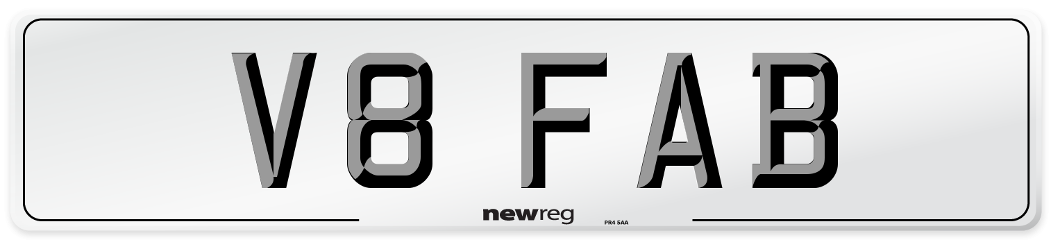 V8 FAB Number Plate from New Reg